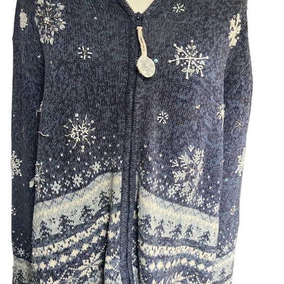 Vintage (Y2K) Lee Overside Winter Holiday Sweater XL Cotton-Blend Snowflake - Picture 2 of 5